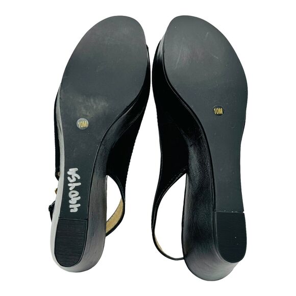 Michael Kors Platform Sandals Womens 10 Black Leather Open Toe Chic Elevated EUC - Picture 16 of 16